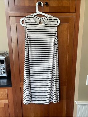 Dana Buchman Black & White Striped Midi Shift Dress